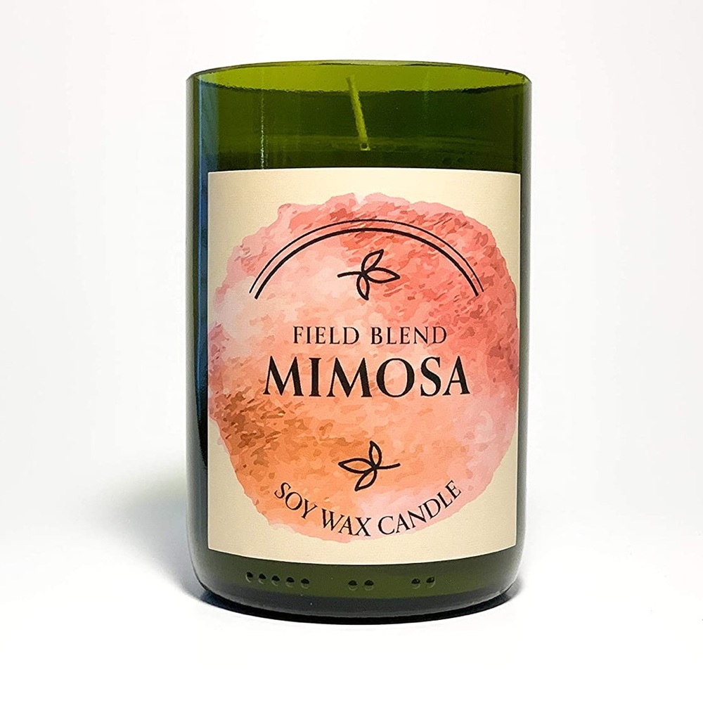 Recycled Wine Bottle Soy Wax Candle (Mimosa) - Picture 2 of 7
